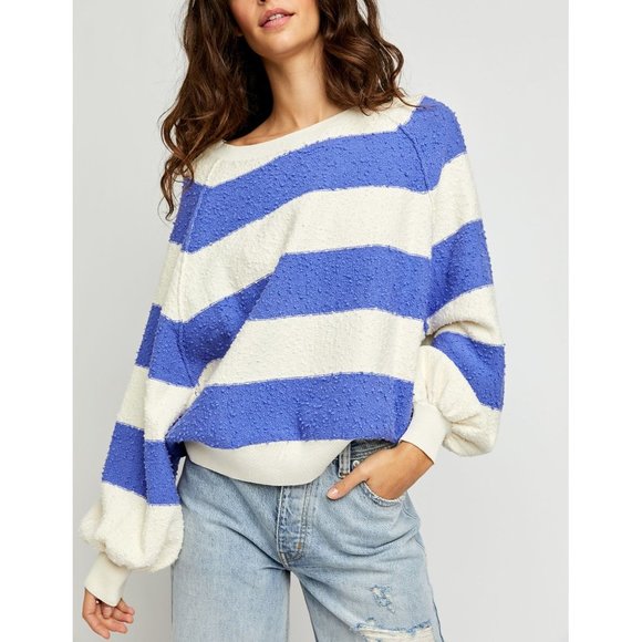 Free People Sweaters - NWT Free People Found My Friend Stripe / Lavender Cream Combo